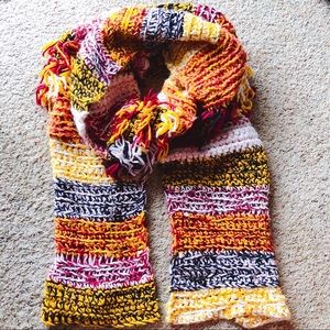 Zara Accessories Mustard Colorblock Knit Scarf